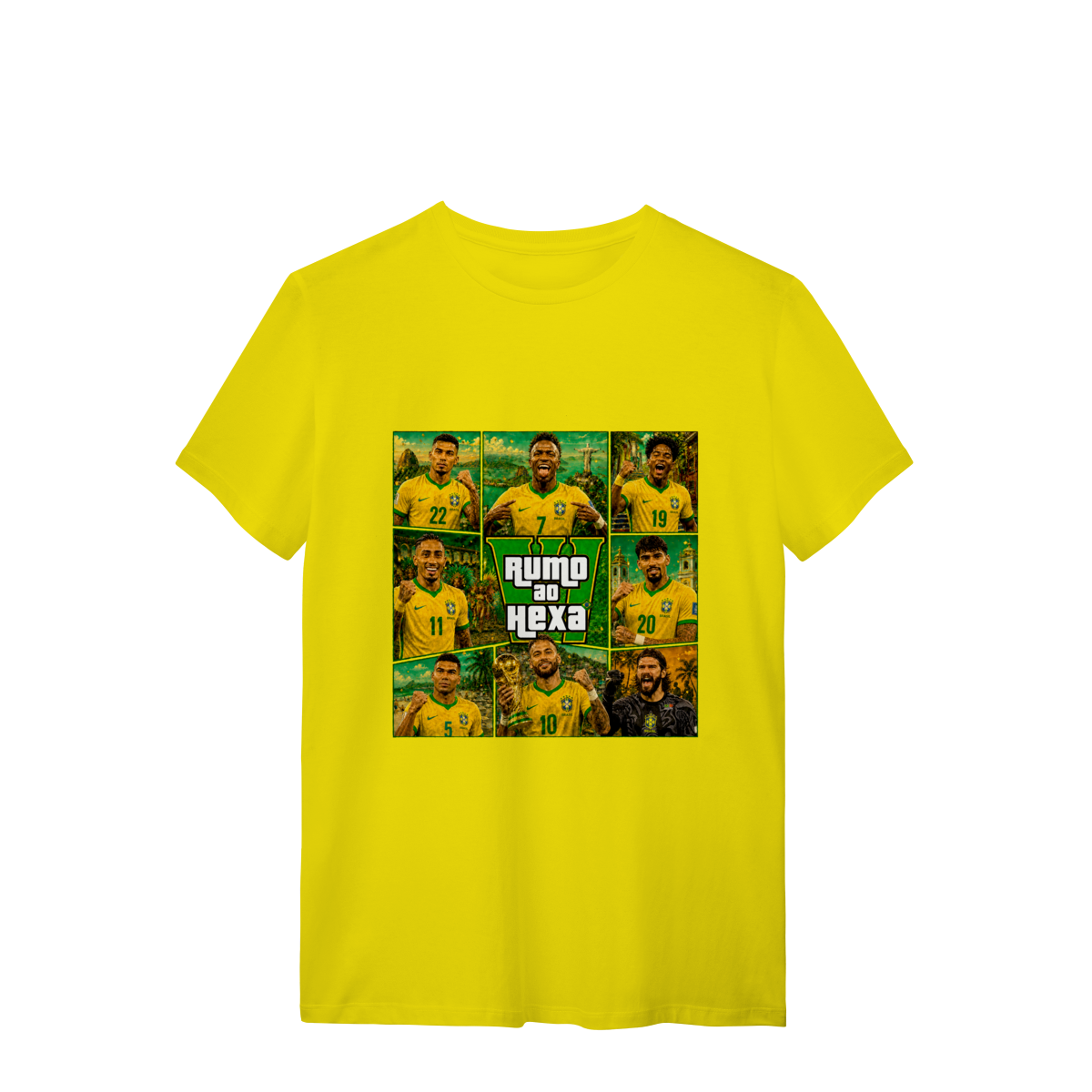 Camiseta Brasil Rumo ao Hexa – Coleção Inspiração GTA | Armário Nerd