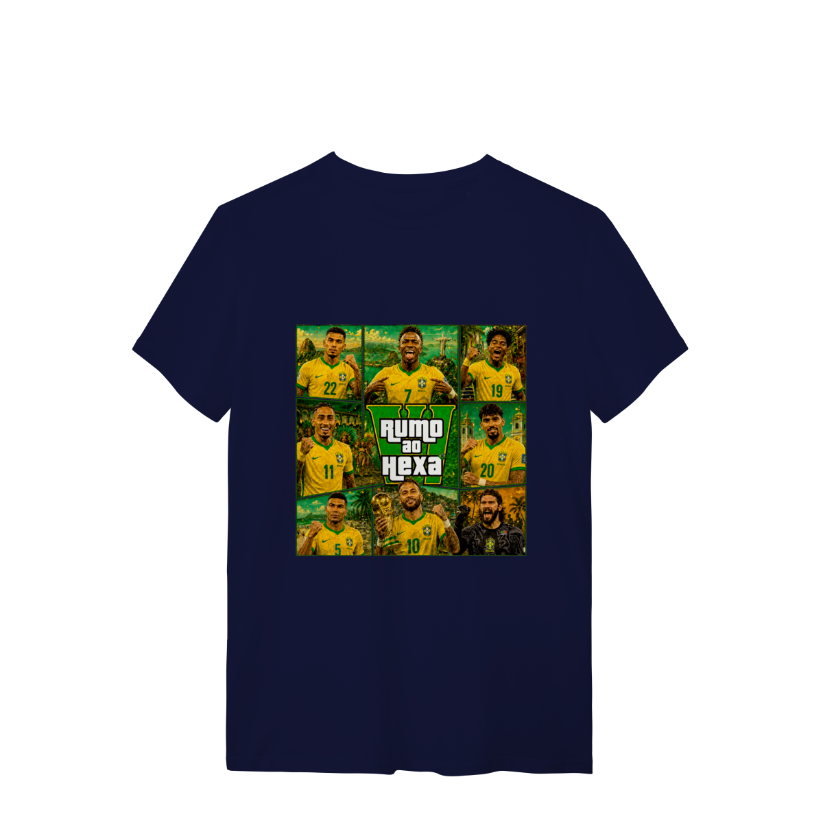 Camiseta Brasil Rumo ao Hexa – Coleção Inspiração GTA | Armário Nerd