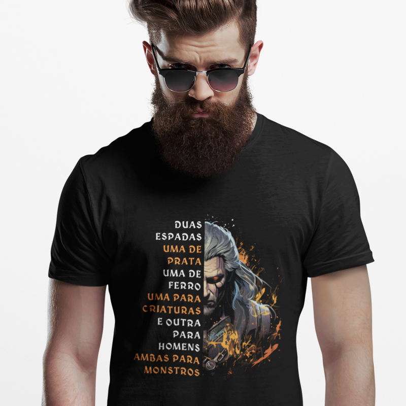 Camiseta The Witcher Frase Duas Espadas