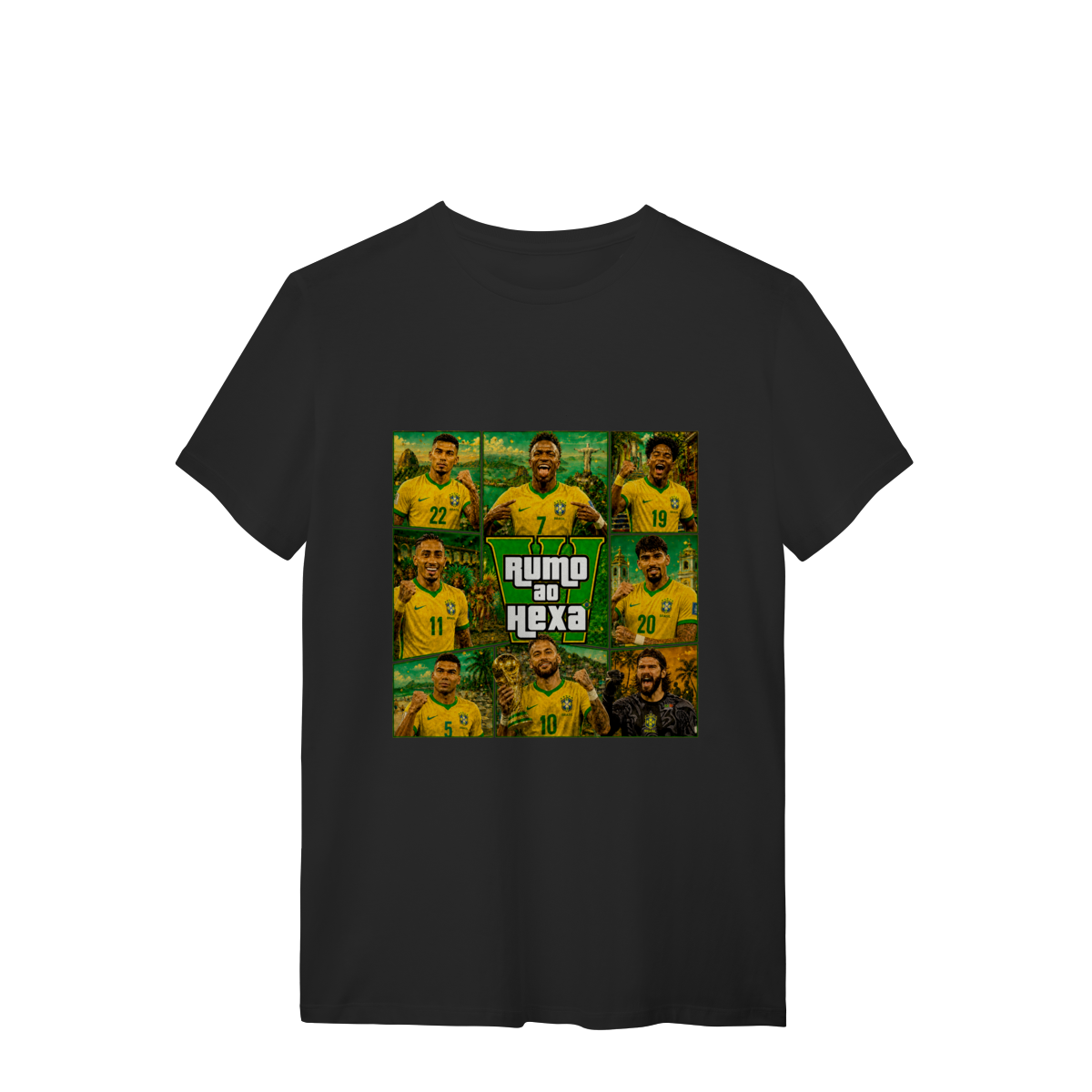 Camiseta Brasil Rumo ao Hexa – Coleção Inspiração GTA | Armário Nerd