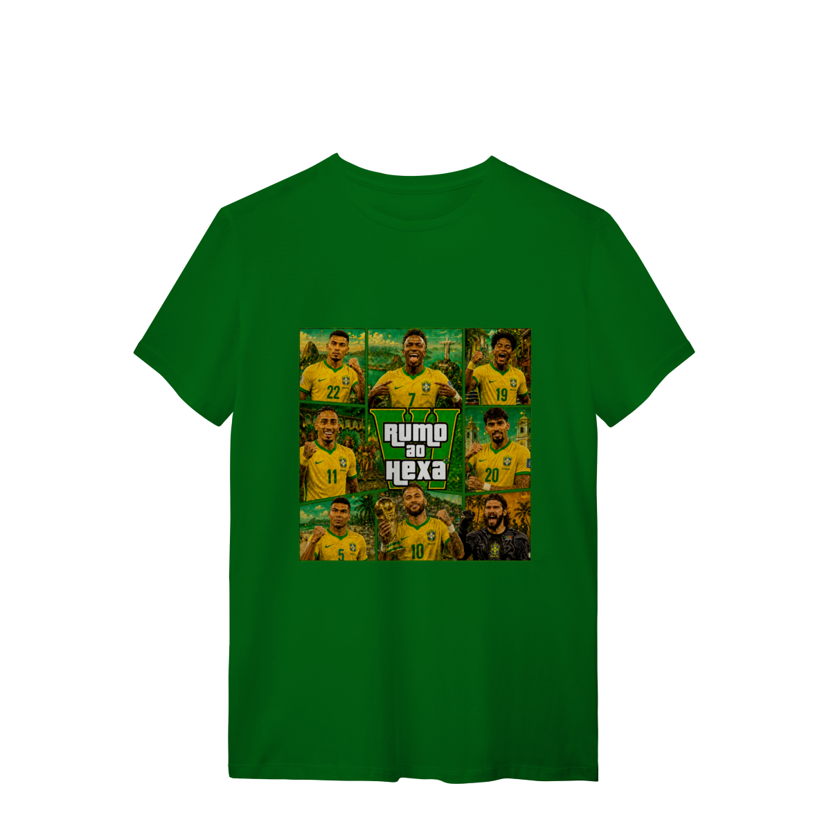 Camiseta Brasil Rumo ao Hexa – Coleção Inspiração GTA | Armário Nerd